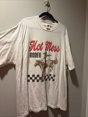 Pink Lily x Amber Massey Hot Mess Rodeo Graphic Tee - White
